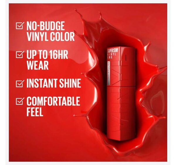 Maybelline New York SuperStay Vinyl Ink Long Lasting Liquid Lipstick - 25 Red-Hot - Image 6