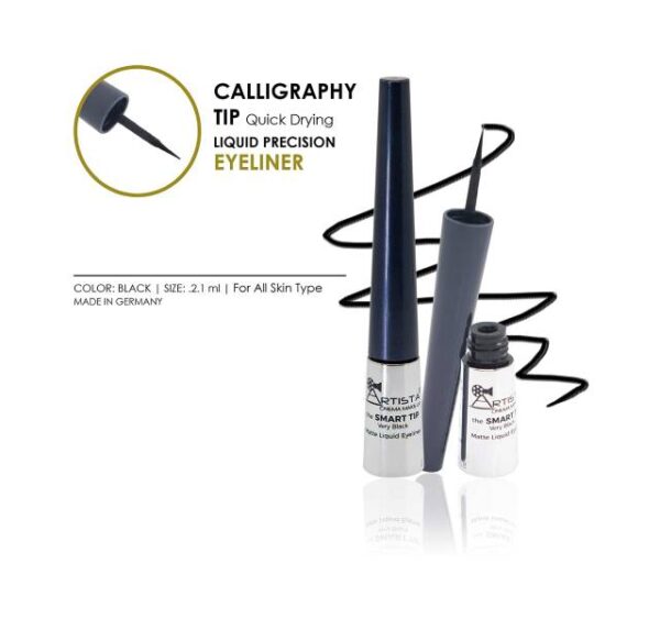 Artista Cinema Makeup Liquid eyeliner- the Smart Tip, Matte very Black - Image 2