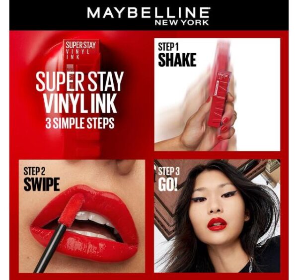 Maybelline New York SuperStay Vinyl Ink Long Lasting Liquid Lipstick - 130 Extra - Image 5