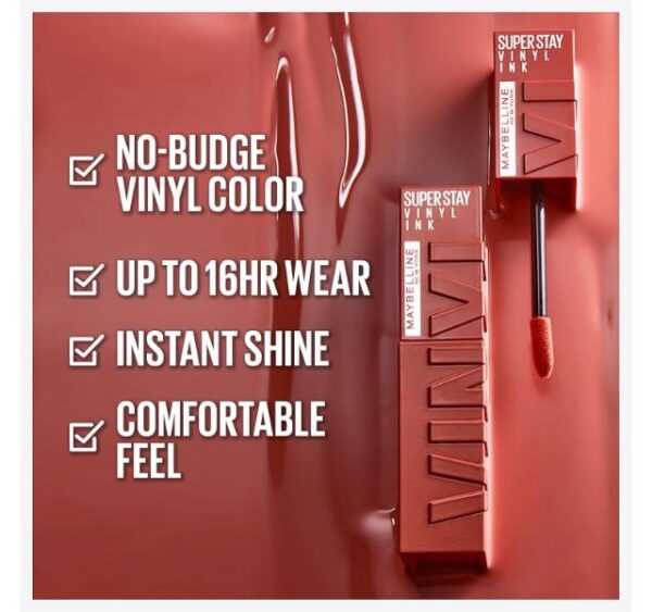 Maybelline New York SuperStay Vinyl Ink Long Lasting Liquid Lipstick - 135 Fearless - Image 6